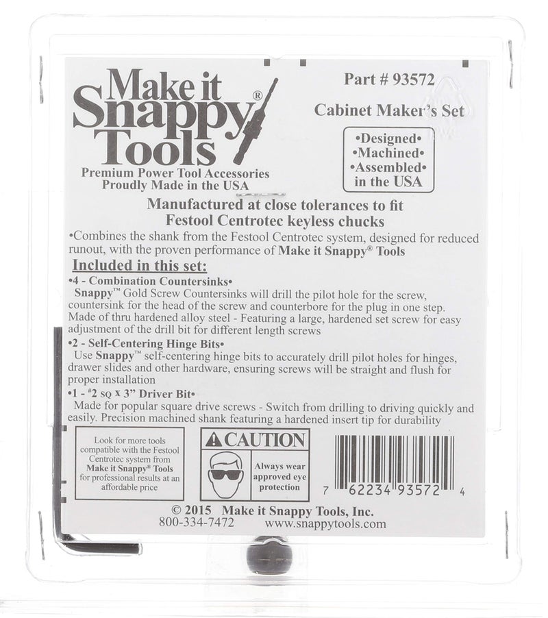 Make it Snappy Snappy Tools 4-Piece Cabinet Makers Set Compatible with Festool Centrotec Chucks - Image 3